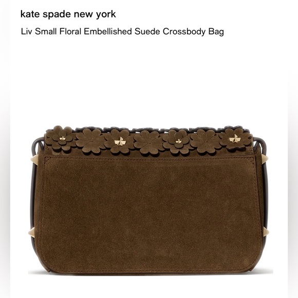 kate spade Brown Floral Suede Crossbody Bag - Picture 3 of 6